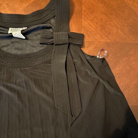 Robbie Bee Black Petite Sleeveless A-Line Dress With Bow Accent - Picture 3 of 8